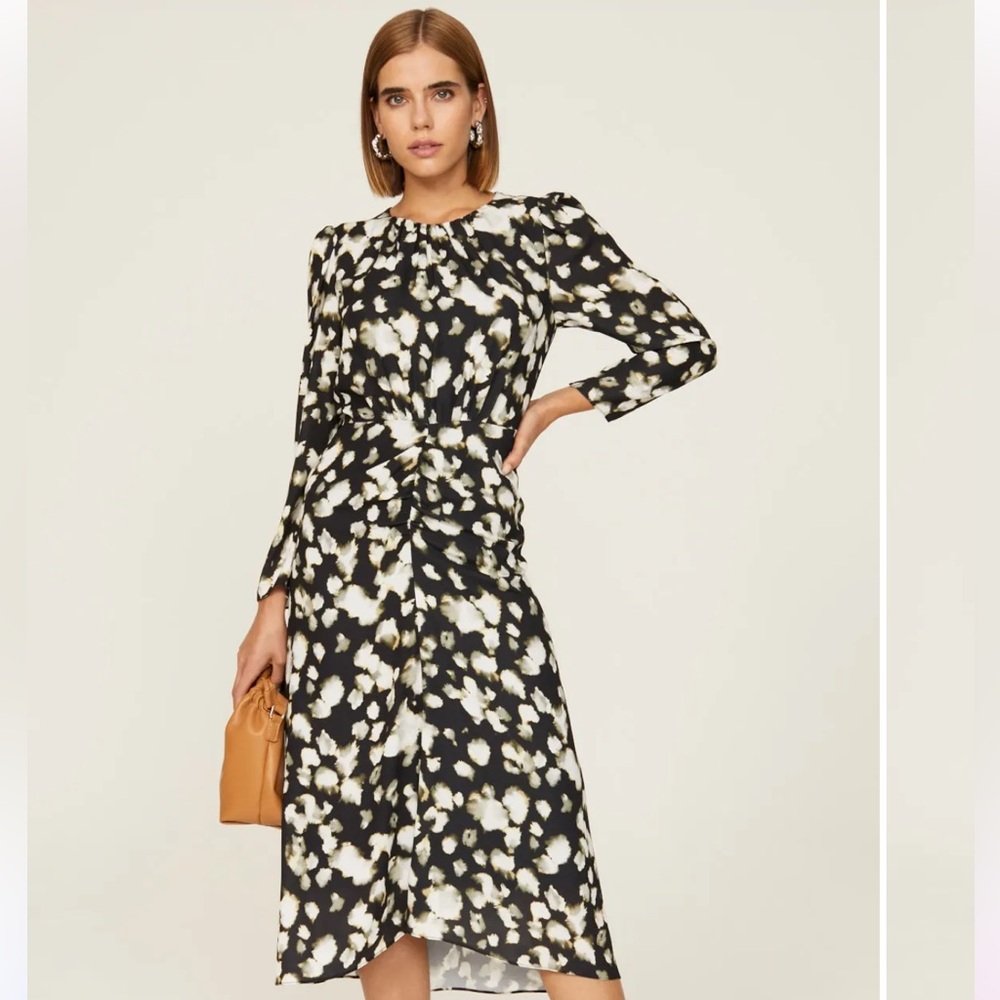 Maggy London- Black and White Floral Midi Size 6
